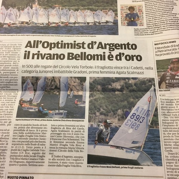 All'Optimist d'Argento il rivano Bellomi è d'oro